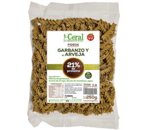 Tirabuzones sin gluten de harina de Arveja y Garbanzos